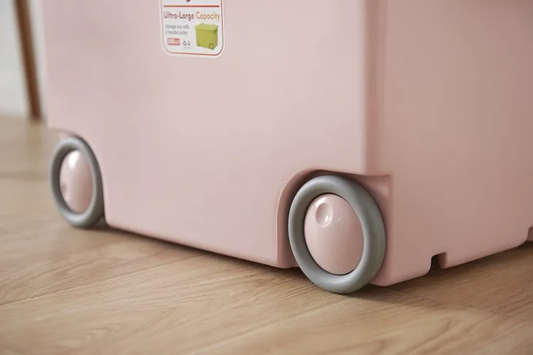 Factory made Plastic Storage Box With Wheels, Colorful storage container cartoon plastic toy storage box with wheel