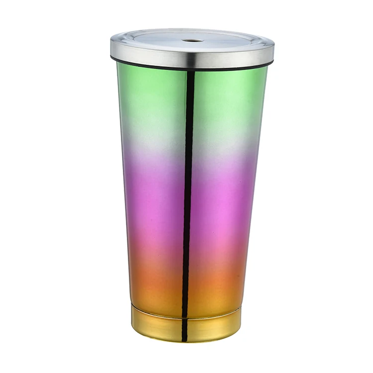 Double wall stainless steel tumbler with lid customized logo stainless steel straw coffee mug factory price wholesale