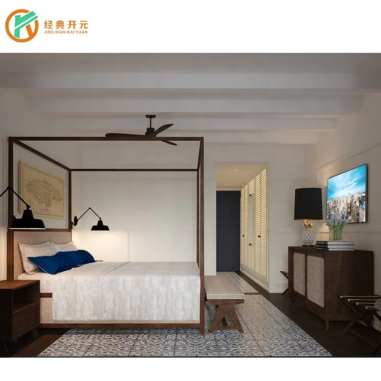 IDM-188 Modern Rattan Holiday Inn Hotel Bedroom Furniture Set Hotel Room Furniture for Sale