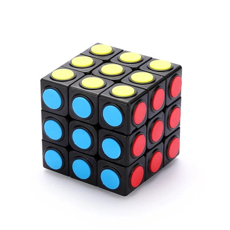 Guaranteed quality unique educational desk game 6cm plastic toy 3x3 magical cube with color dot