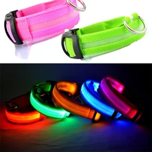Nylon Pet Dog Collar LED Light Night Safety Light-up Flashing Glow in the Dark Lighted Cat Collar LED Dog Collars For Small Dogs