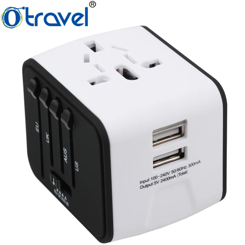 Universal plugs UK EU US AUS business cooperate gifts travel adapter with 2 USB business gift set promotional gift item