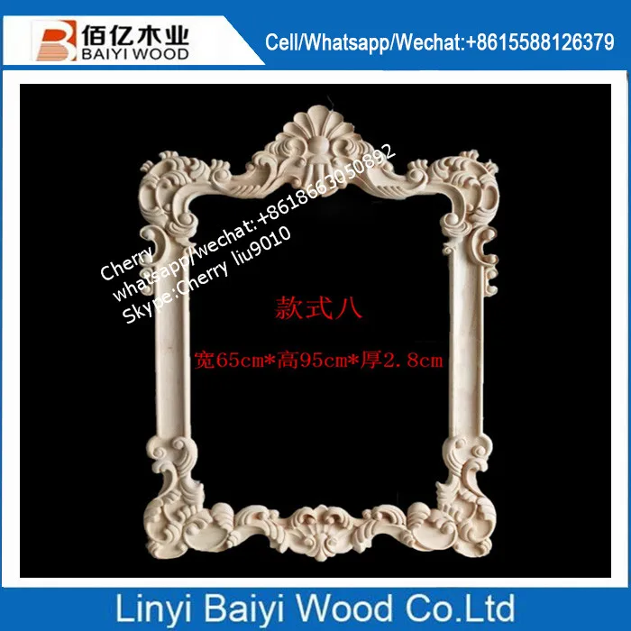 Unfinished Antique Wooden Carving Mirror Frame Moulding