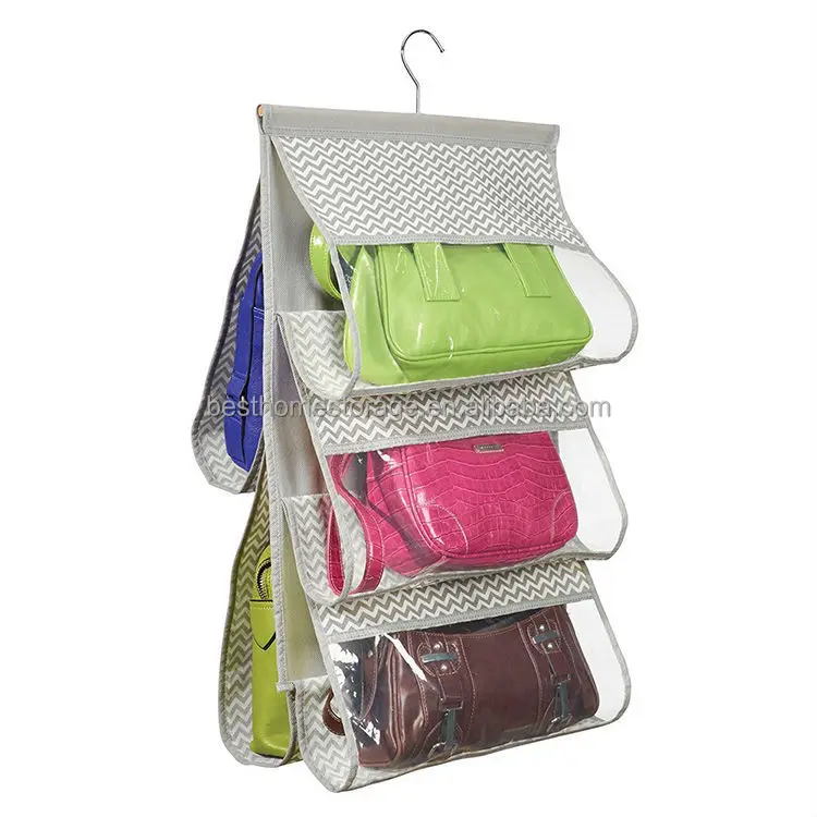 Chevron Fabric Storage, Hanging Handbag Holder -5 Pockets