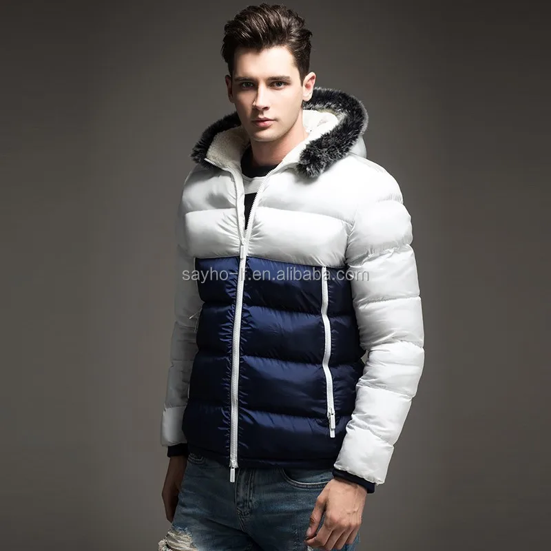 New design mens fashion winter block parka jacket with fur hood