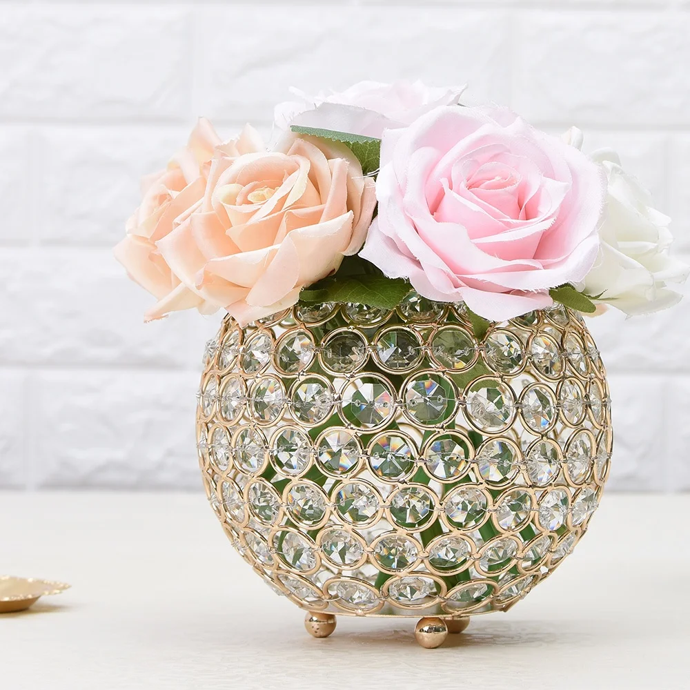 Wedding Vase Home Decoration Crystal Luxury Handmade Candle Holder Table Centerpieces Coffee Shop Bar Home Decoration Wholesale