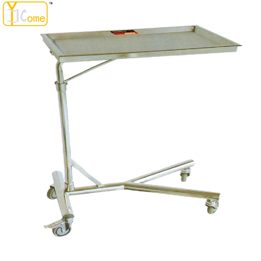 
YK K021 Mobile 304# Stainless Steel Mayo Cart/trolley For Ot Room Adjustable Hospital Bedside table (Over bed table) 