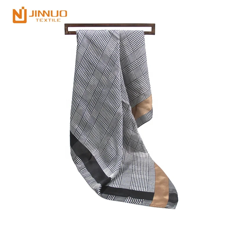 
square scarf women fashion echarpe uniform accessory stripe hijab airlines pointed silk like satin hair neck 70 X70 