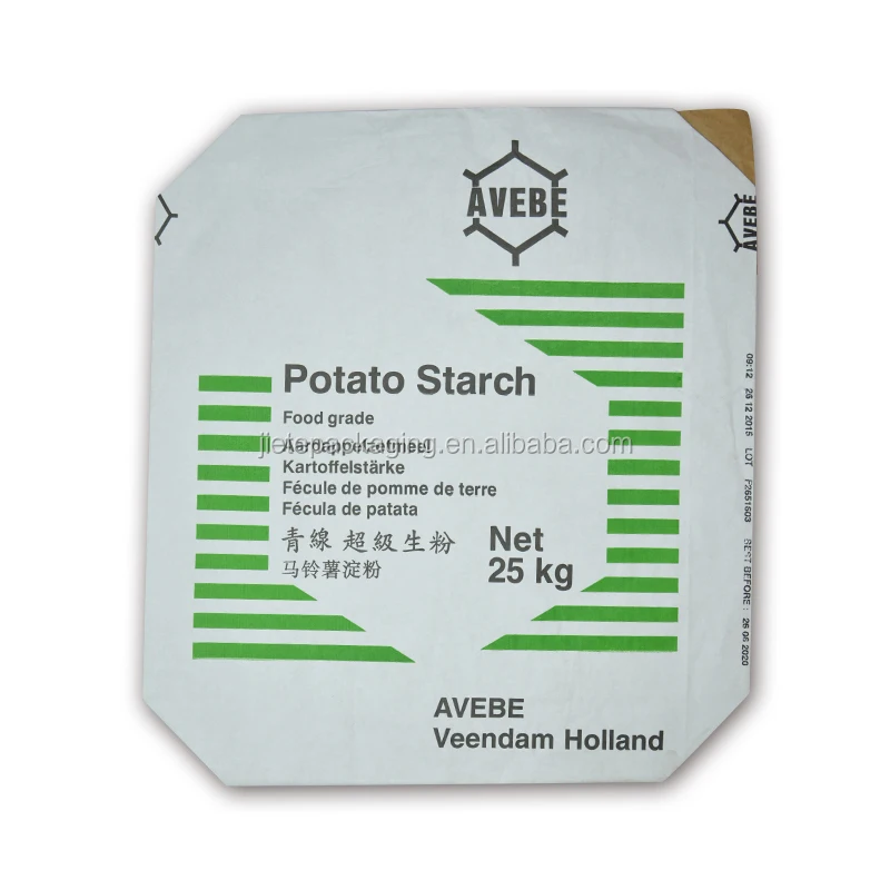 10kg 25kg flour, potato starch pack paper bag