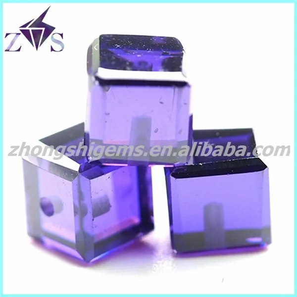 Violet Cubic Zirconia Cube for Bracelet with Hole