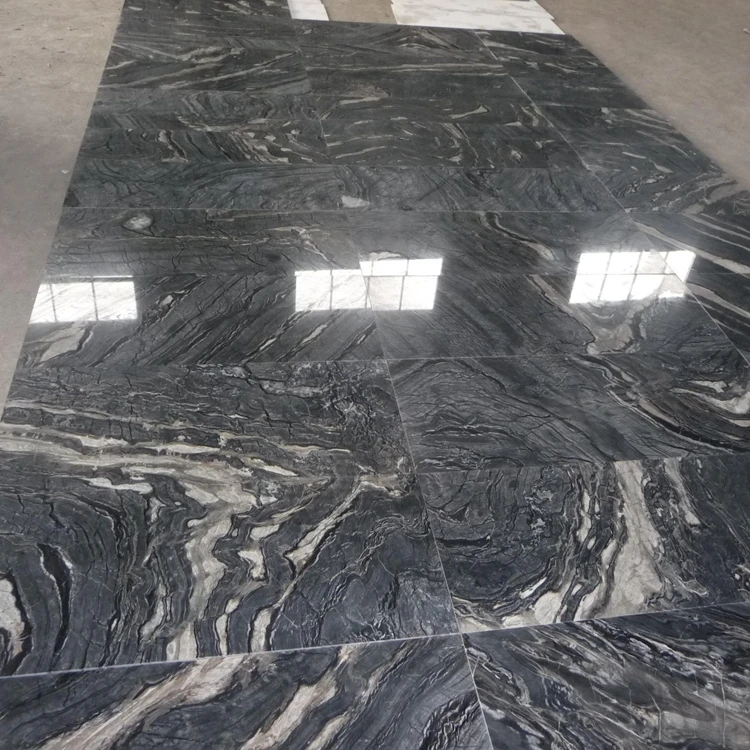 Low Price Great Quality Chinese Zebra Tree Black Forest Marble Tile On Sale