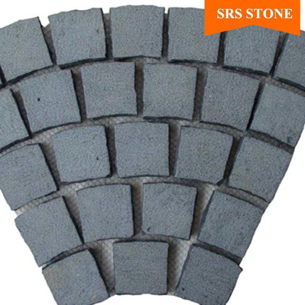 
China Black basalt paver natural split cube driveway granite 