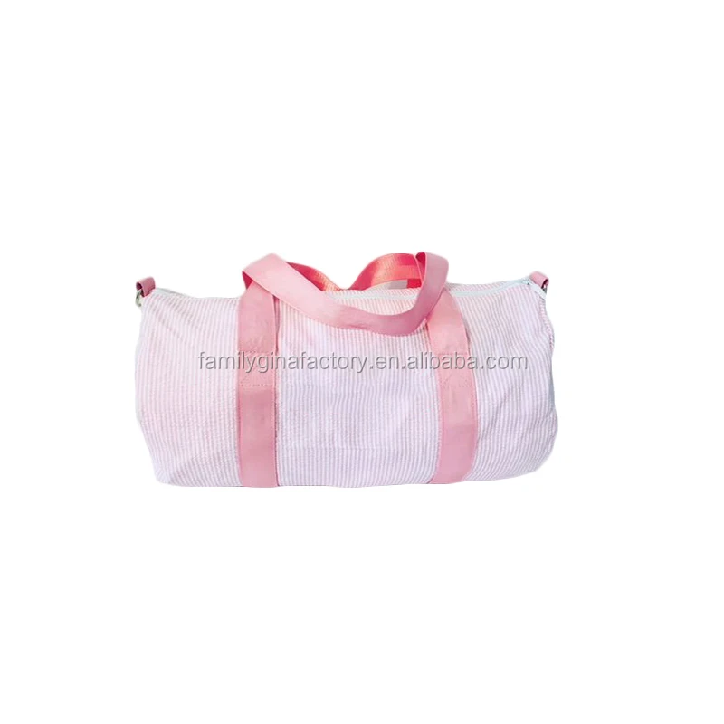 Custom Pink Travel Bag Wholesale Monogram Seersucker Sublimation Duffle Bag For Women