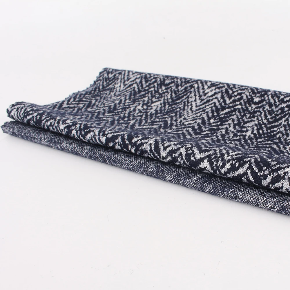 
Wool cotton polyester knitted herringbone fabric for suit 