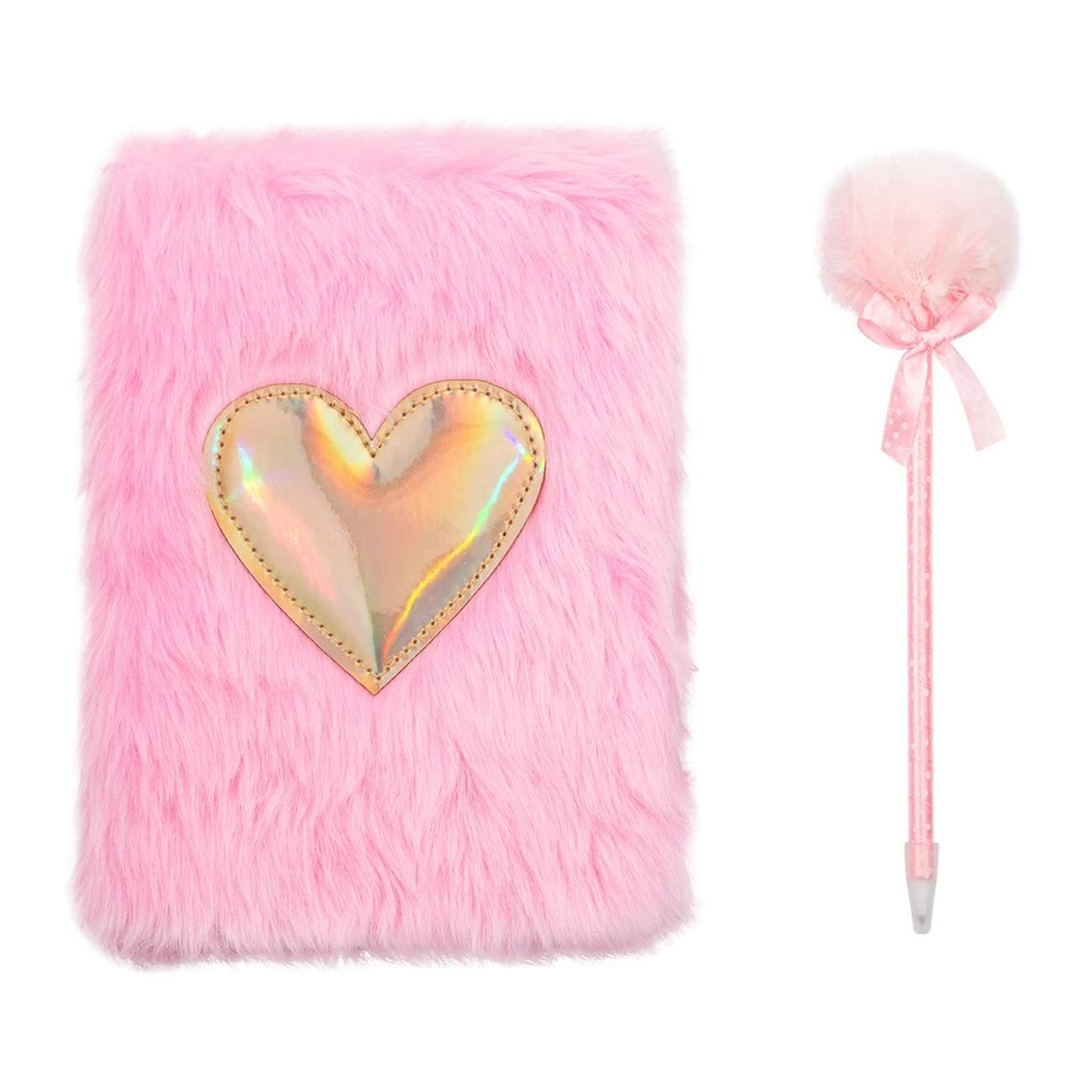 Custom Pink Heart Shaped Plush Notebook Fashion Personal Notebook A5