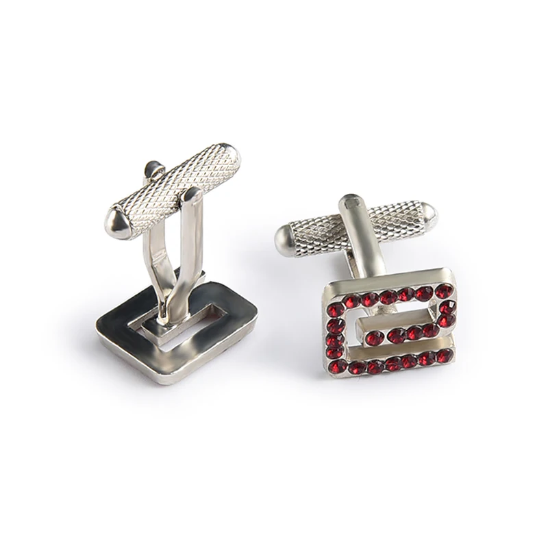 Мужские серебряные запонки с алфавитом на заказ, квадратные запонки с кристаллами для французских рубашек