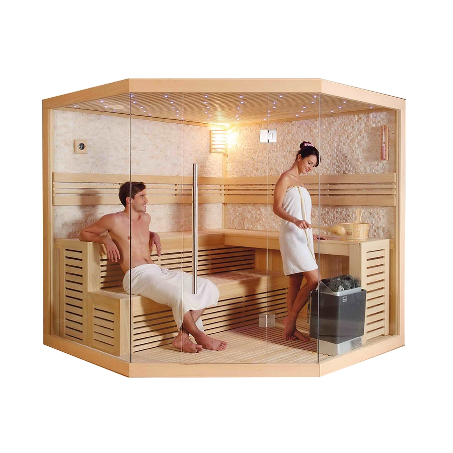HS-SR1101A Wood Sauna Box corner House 2 Person Dry