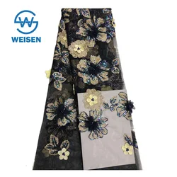 2019 3d Fabric Bead Colorful Custom-made Tulle Sequin Flower Applique