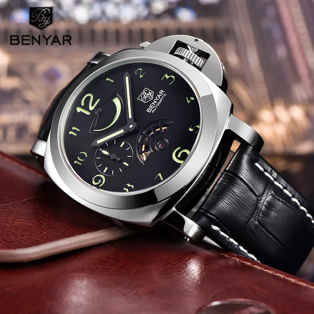 Benyar mens watch stainless steel perfect and chain Japan japanese movement automatic wrist watches for man