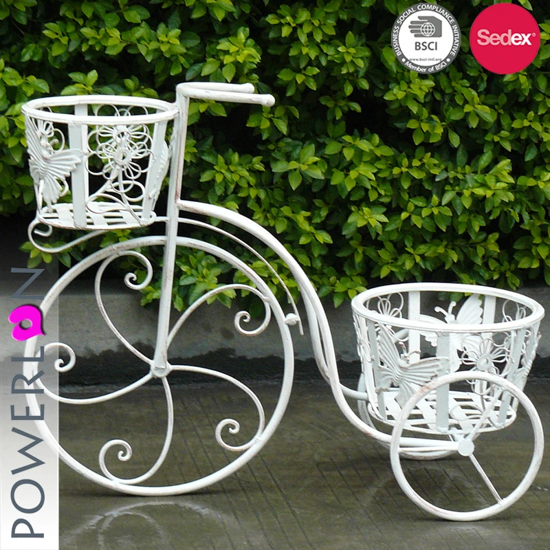 Rustic Classic Iron Decoration Bicycle Flower Display Pots Planters