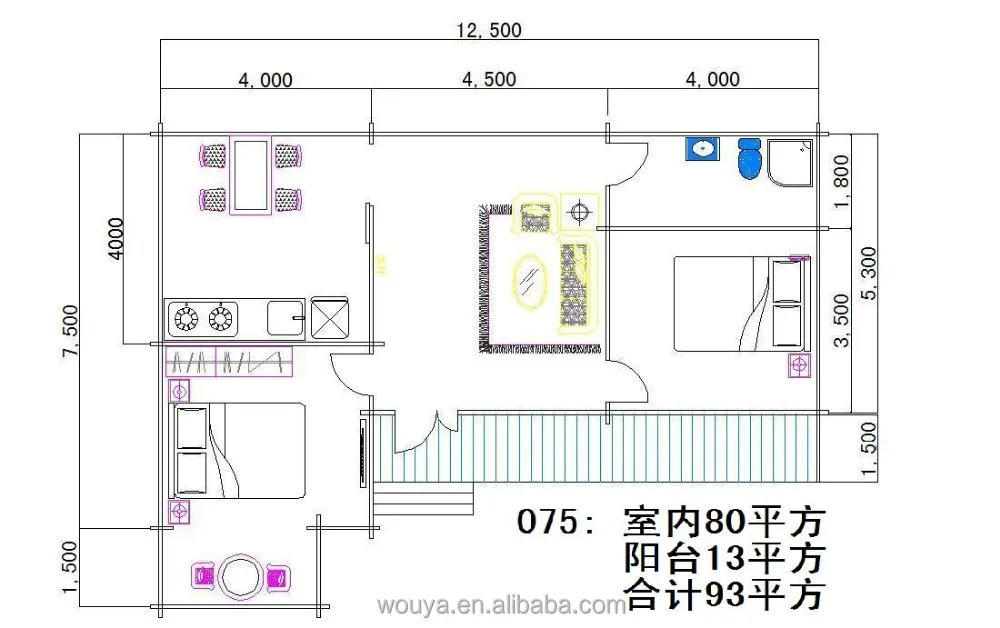 Chinese-Style Prefab Villa Waterproof Prefabricated Steel Structure and Container House with Carport Wood Bungalow Design