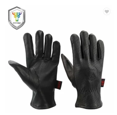 Ozero Sheep Skin Driving Gloves Breathable in Leather Black  .