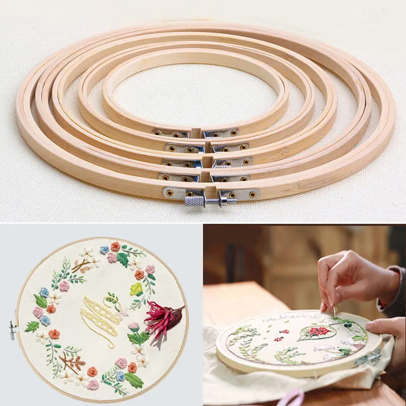 Bamboo Embroidery Hoop Ring Frame Set DIY Cross Stitch Machine Sewing Accessories DIY Cross Stitch Needle Craft