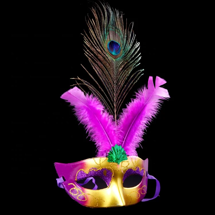 M-KQ Colorful Masquerade Peacock Feather Mask