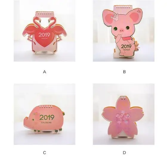 2019 cartoon shape public election a unicorn cherry blossom flamingos pig series desktop calendar PN4267