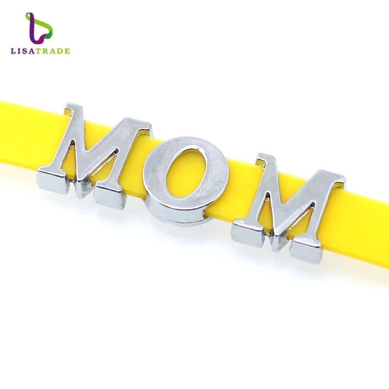 8mm Half Rhinestone Sliding Charm Letters Slide Charms Alphabet Letter for DIY Bracelets Making Jewelry Accessories