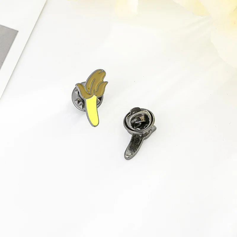 china manufacturer bulk custom logo hard enamel crystal metal fruit banana 3d bag lapel pin