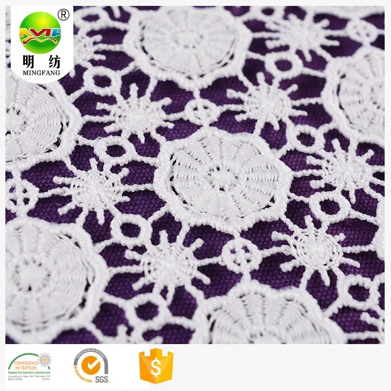 2019 trending products leaf style white 100 cotton textile eyelet embroidery lace fabric