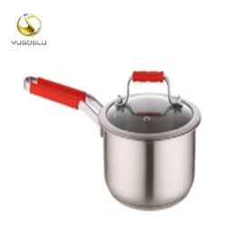 Hot Sale  Eco Friendly 16-26cm SS304 Stainless Steel  Milk Pot  Double Wall Steamer Pot With glass lid