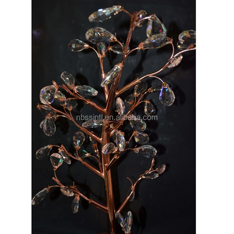 Wedding gold rose luxury crystal tree centerpiece walk way stand for wedding decoration