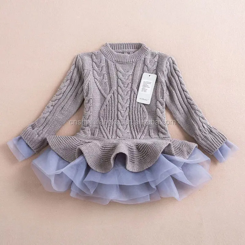 
thick warm girl dress Christmas wedding party dress knitted chiffon winter kids girls clothes children clothing girl dress 