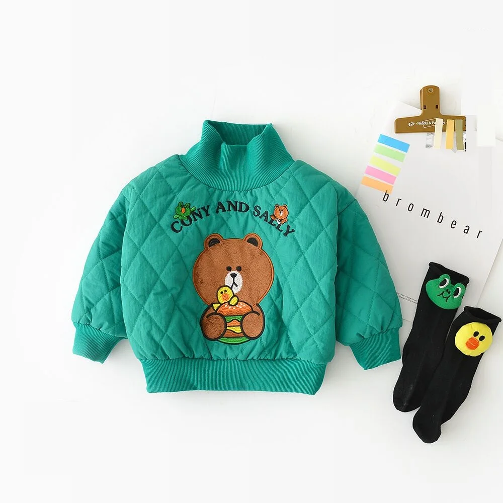 
Wholesale winter outerwear for children baby coats cartoon embroidery cotton jacket 