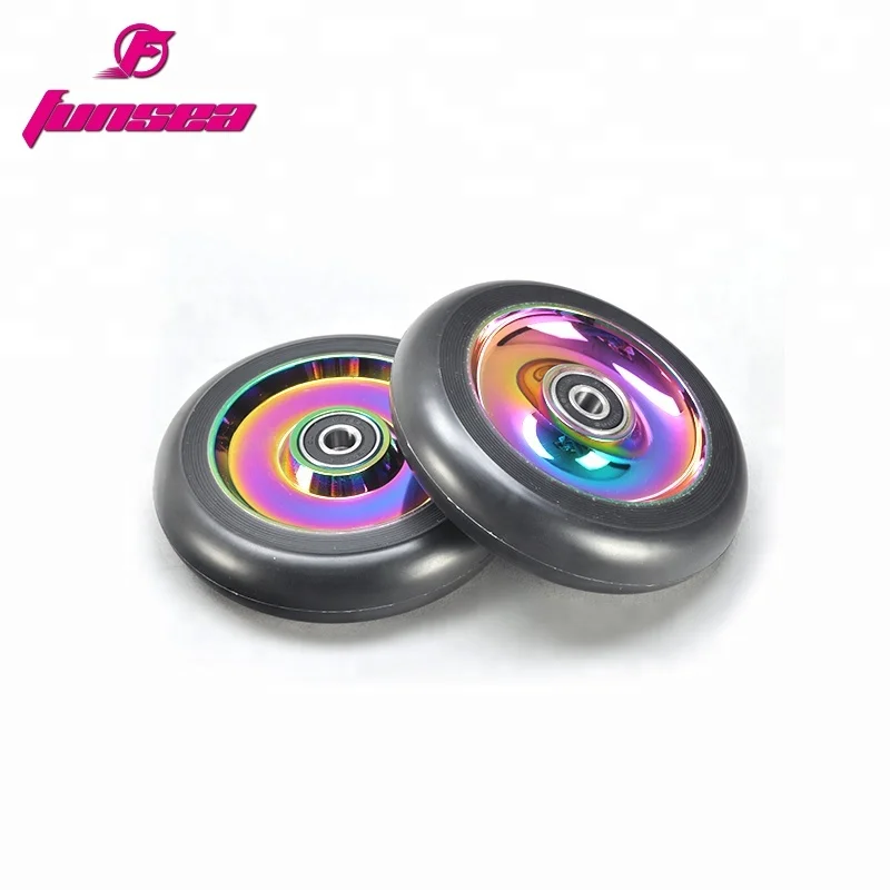 Customizable Multicolor new design RX-FSW-01 OEM 100mm Logo PVD Purple/Black adult wide wheel scooter scooter wide wheel