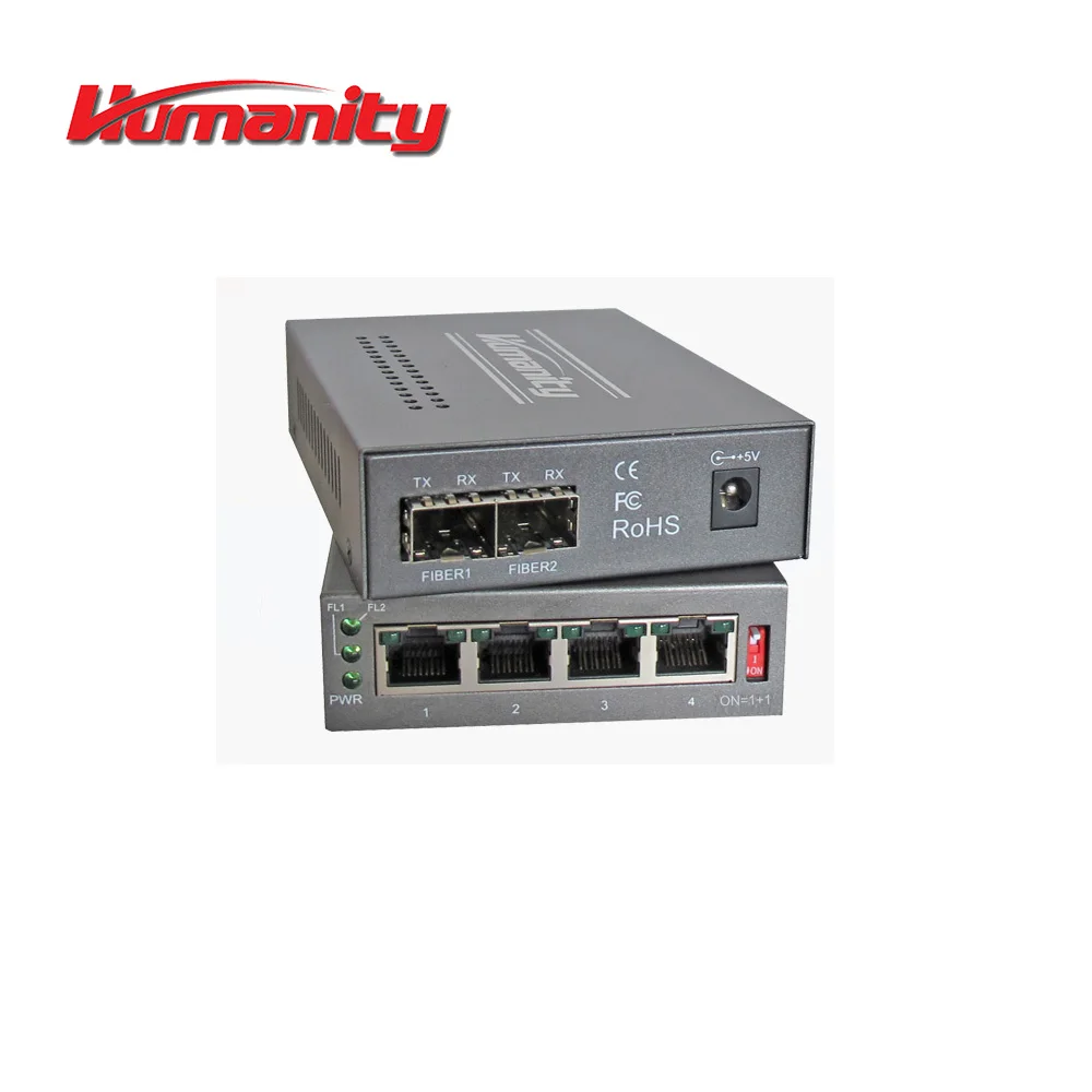 Humantiy 4 Gigabit Ethernet и 2 волокно SFP волоконно-оптический переключатель для LAN РАСШИРЕНИЕ