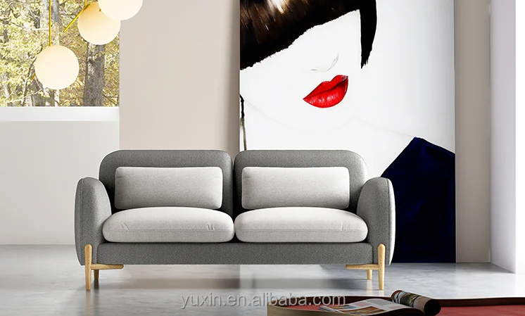 Yellow fabric sofa set modern style