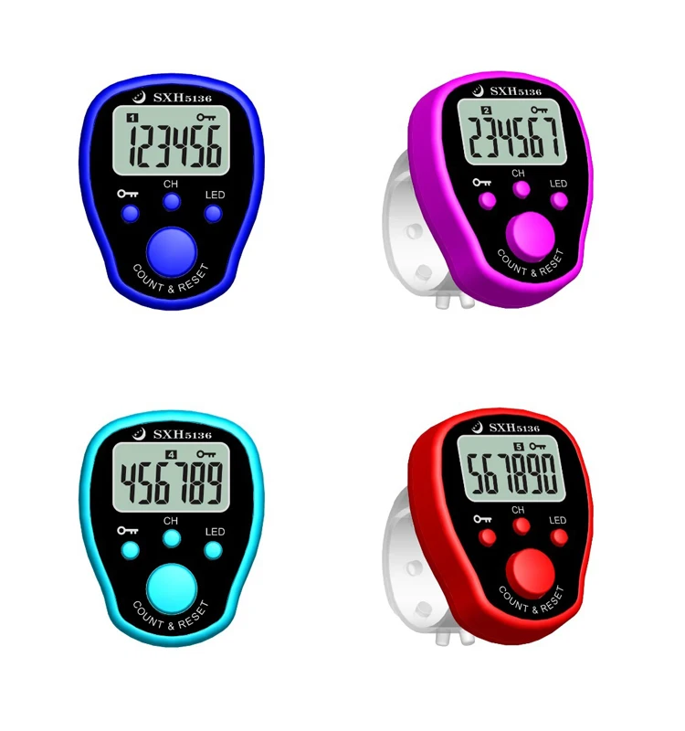 2018 factory direct New Multifunctional 5 Channels 6-Digital LED Backlight Muslim Finger Tally  Counter