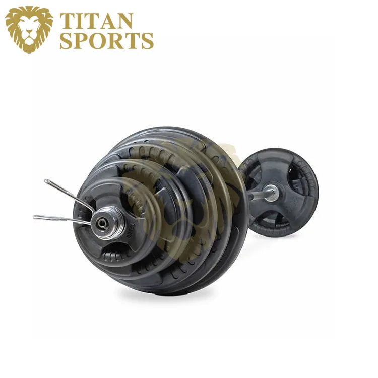 Tri-grip black rubber weight plates