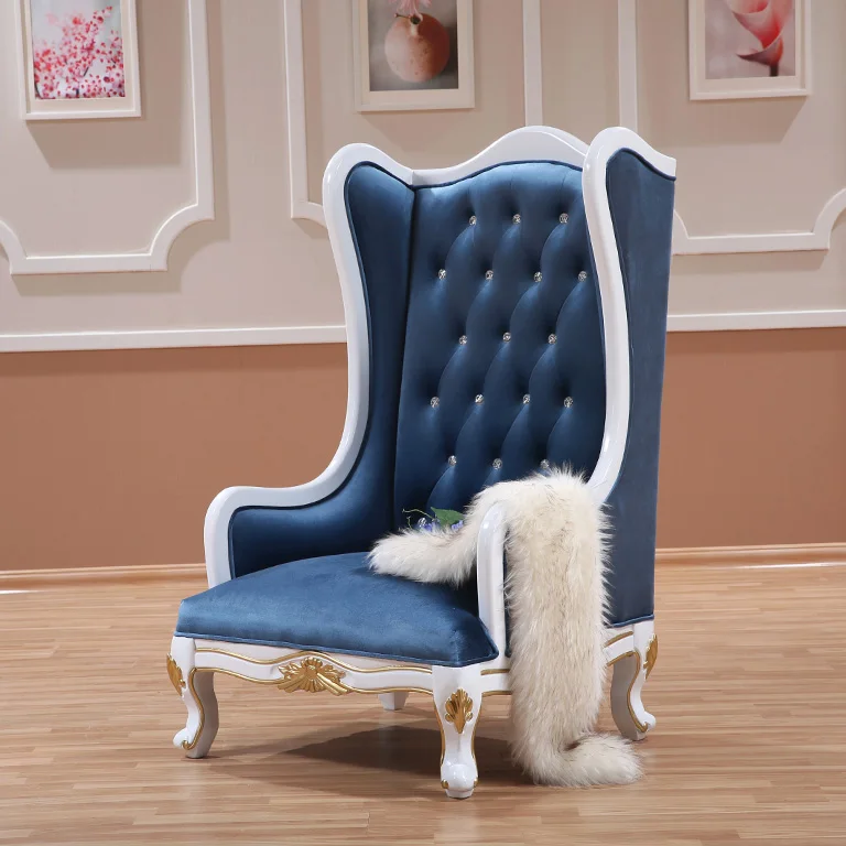 Classical luxury Hotel lobby sofa chair high wing back lobby throne chair