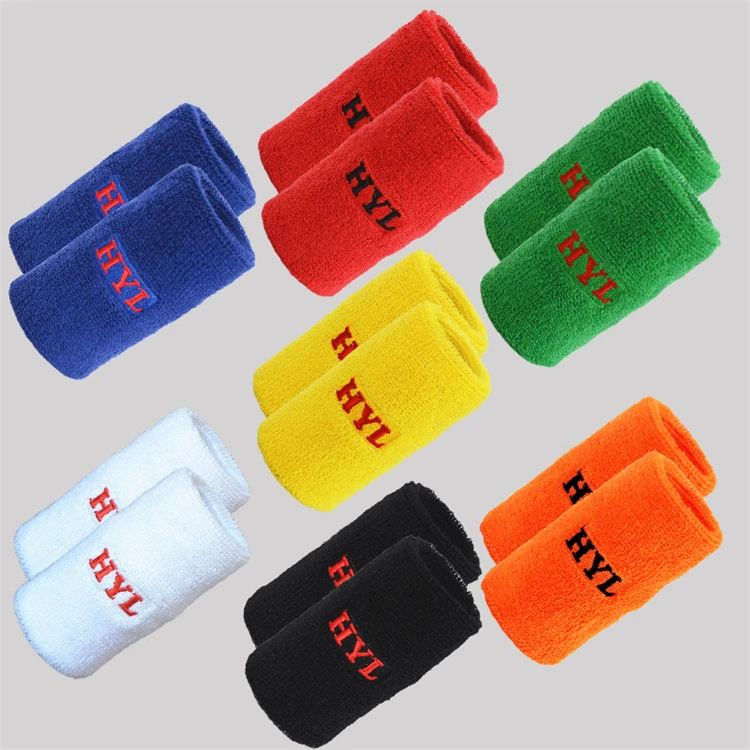 
HYL-Towel terry cotton customized logo embroidered sweatbands for wrist 