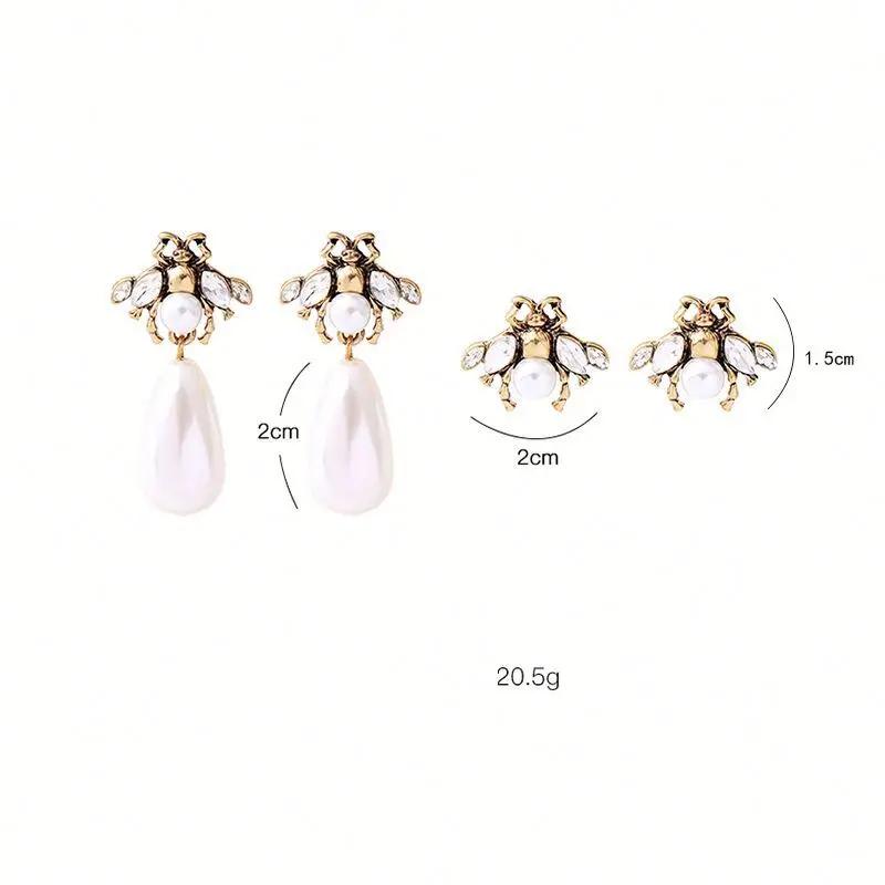 South indian bridal jewellery sets crawler Bee Pearl Earrings