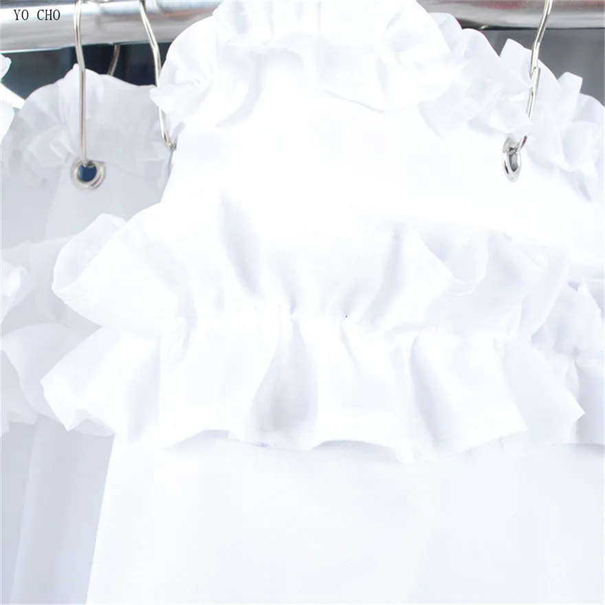 Thicken lace curtain for the bathroom waterproof bath curtain with metal hooks polyester fabric white ruffle shower curtain