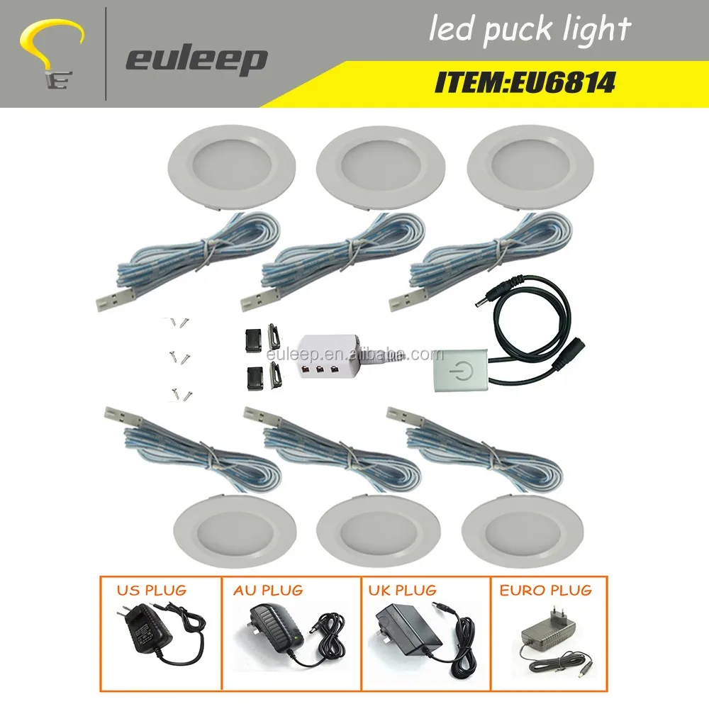 remote control switch 12v 24v ceiling led puck light recessed in cabinet, counter, showcase light fixture