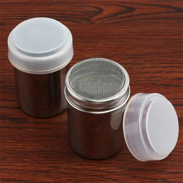 Stainless steel powder bottles sprinkle extinguishers tank gauze bucket cocoa cinnamon dusting cans for latte art Barista