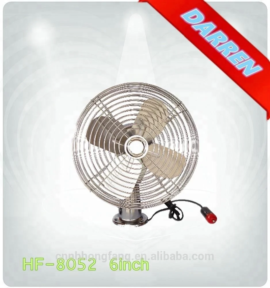 12V 24V 6inch Oscillating Car Fan for Truck Interior Accessories Metal Fan
