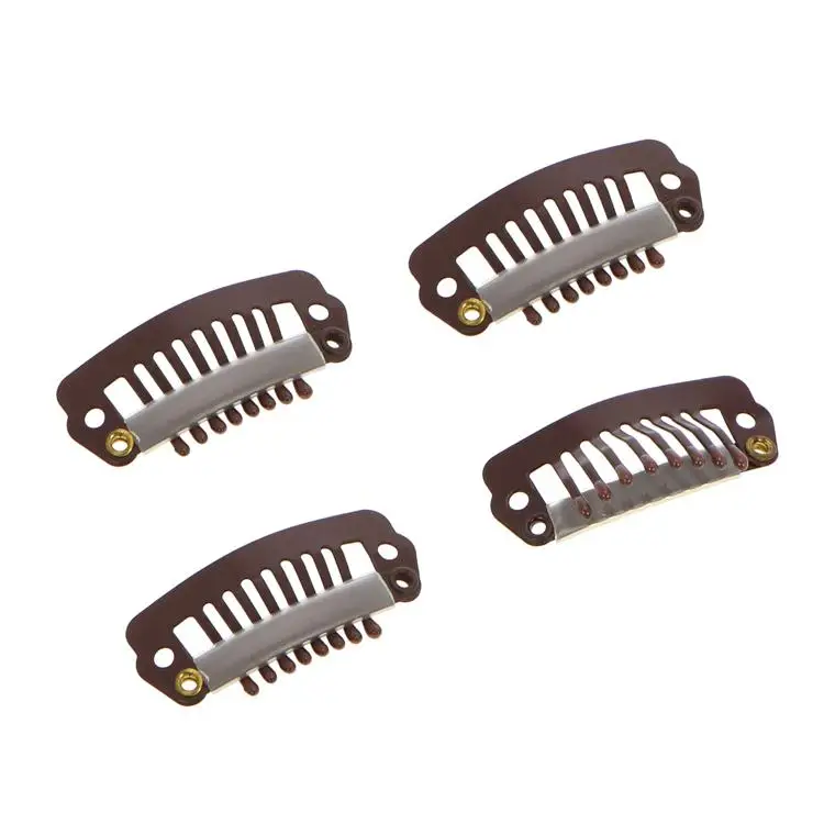 100 Pieces Black 10-Teeth Stainless Steel Comb Wig Snap Clips for Hair Extension