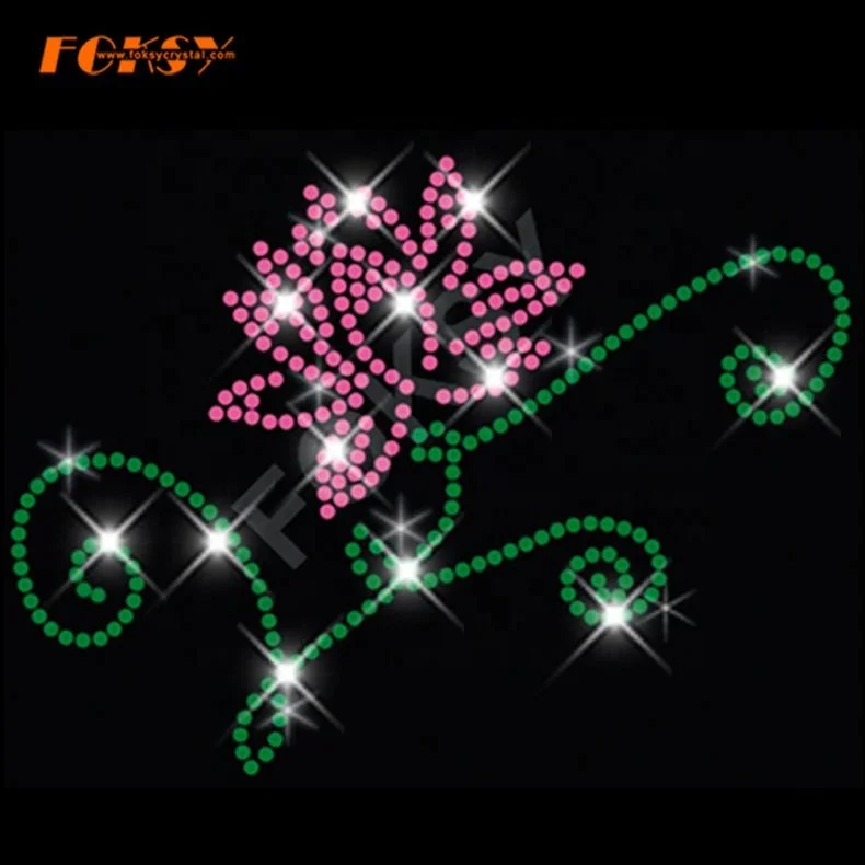 Beautiful Flower Hot Fix Rhinestone Iron On Transfer Motif